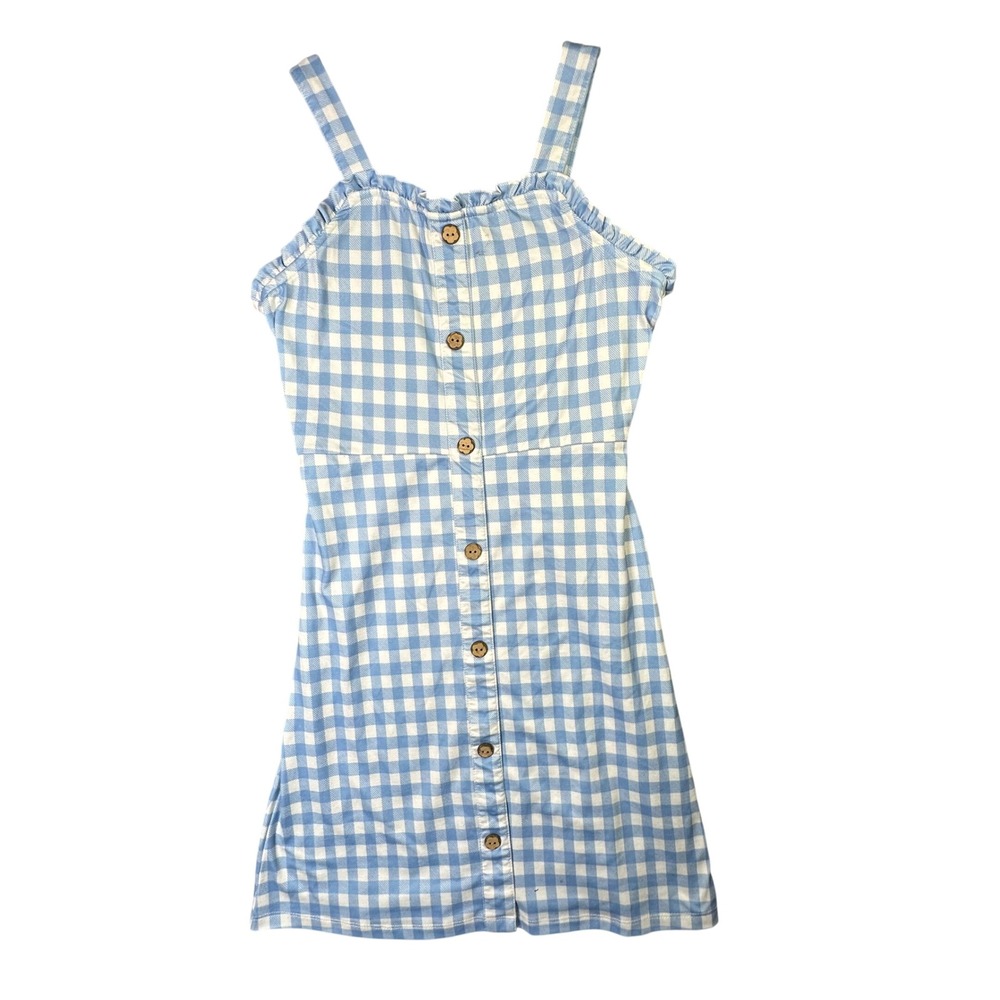 Rare Editions Gingham Jumper Dress Blue White Checkered Cottagecore Sz 12‎ Girls